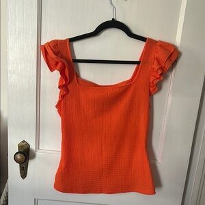 Orange Ruffle Sleeve Top